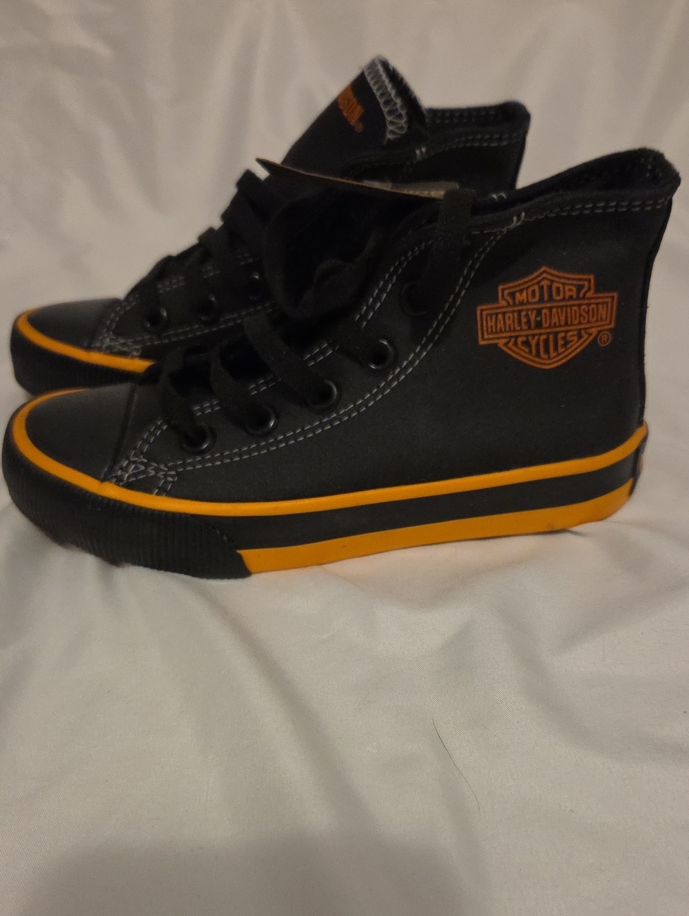 Harley-Davidson Black with Orange Trim Canvas High-Top Sneakers